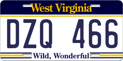 WV license plate DZQ466