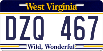 WV license plate DZQ467