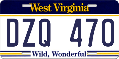 WV license plate DZQ470