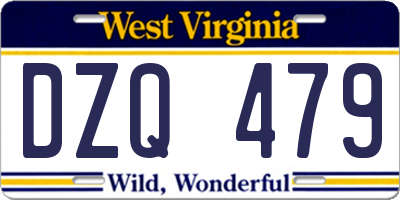 WV license plate DZQ479