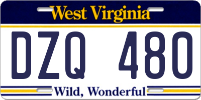 WV license plate DZQ480