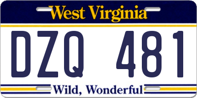 WV license plate DZQ481