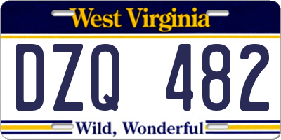 WV license plate DZQ482