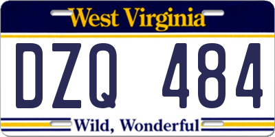WV license plate DZQ484