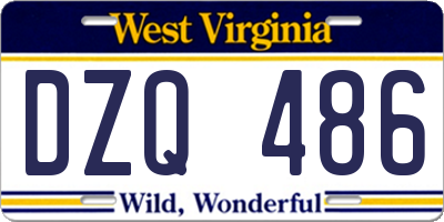 WV license plate DZQ486