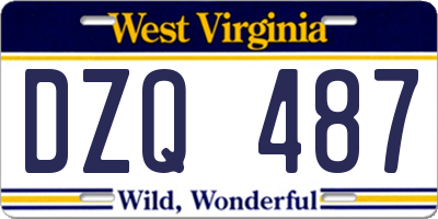 WV license plate DZQ487
