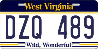 WV license plate DZQ489