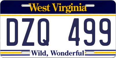 WV license plate DZQ499