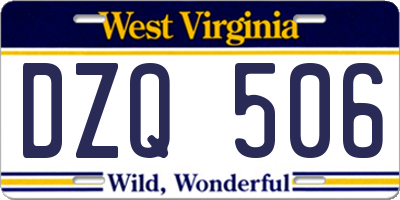 WV license plate DZQ506