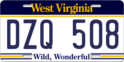 WV license plate DZQ508