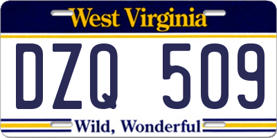 WV license plate DZQ509
