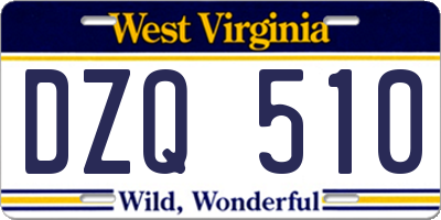 WV license plate DZQ510