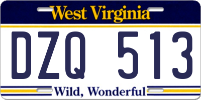 WV license plate DZQ513