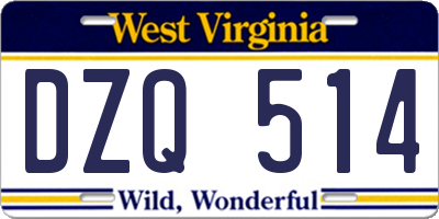 WV license plate DZQ514