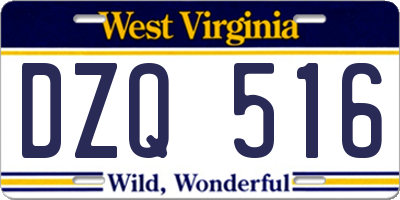 WV license plate DZQ516