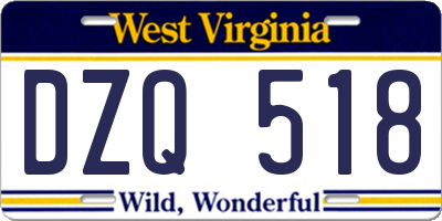 WV license plate DZQ518