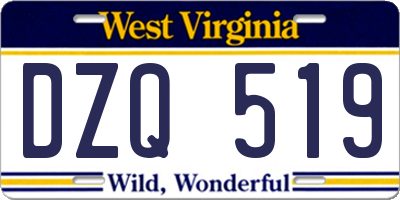 WV license plate DZQ519