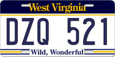 WV license plate DZQ521