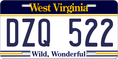 WV license plate DZQ522
