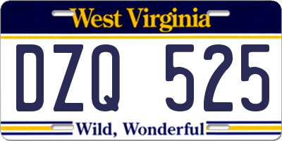 WV license plate DZQ525