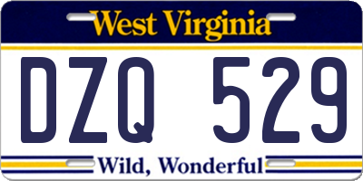 WV license plate DZQ529