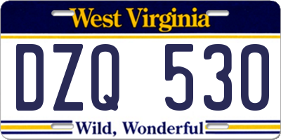 WV license plate DZQ530