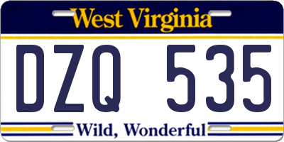 WV license plate DZQ535