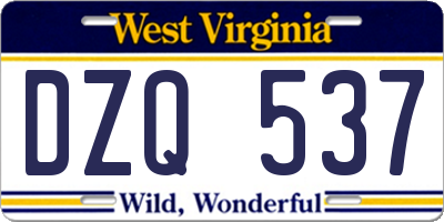 WV license plate DZQ537