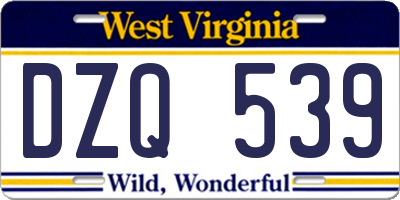 WV license plate DZQ539