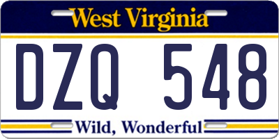 WV license plate DZQ548