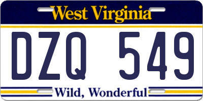 WV license plate DZQ549