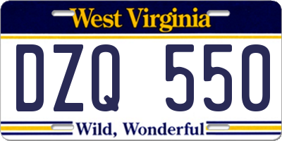 WV license plate DZQ550