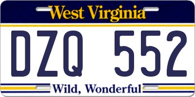 WV license plate DZQ552
