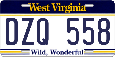 WV license plate DZQ558
