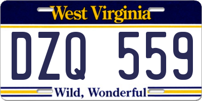 WV license plate DZQ559