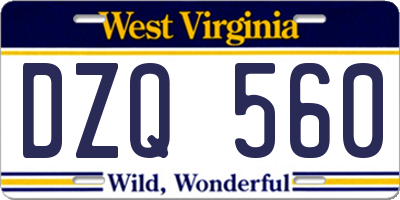 WV license plate DZQ560