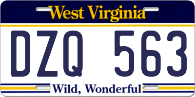 WV license plate DZQ563