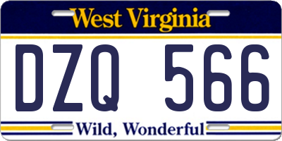 WV license plate DZQ566