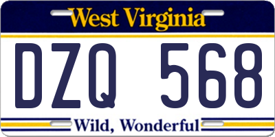 WV license plate DZQ568