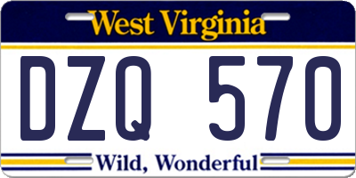 WV license plate DZQ570