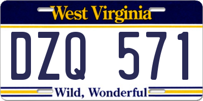 WV license plate DZQ571