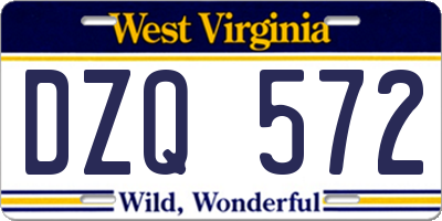 WV license plate DZQ572