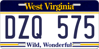 WV license plate DZQ575