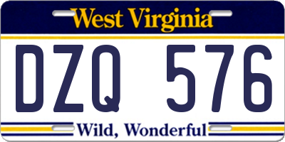 WV license plate DZQ576