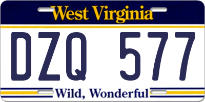 WV license plate DZQ577