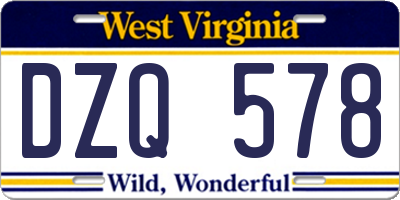 WV license plate DZQ578