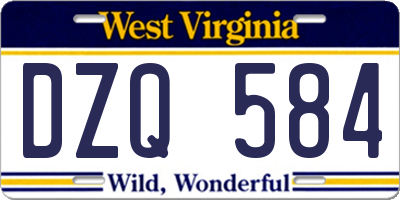 WV license plate DZQ584