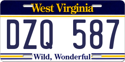 WV license plate DZQ587