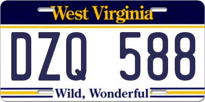 WV license plate DZQ588