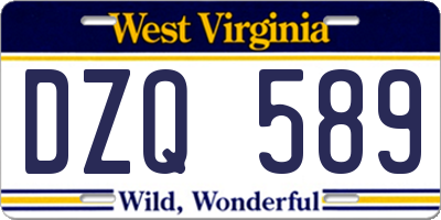 WV license plate DZQ589